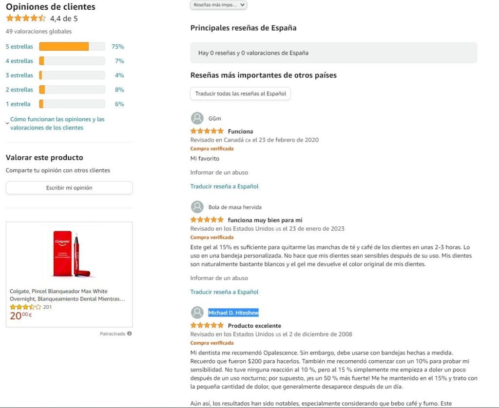 opalescence opiniones clientes